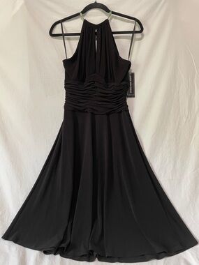 Jones Wear Y2K Beaded Halter Ruched “Marilyn” Dress, Black New with tags Sz 8
